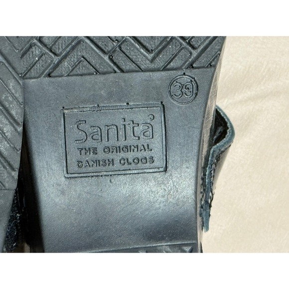 Sanita Ladies 39 Blaire Mary Jane Hook & Loop Black Silver Leather Clogs Shoes‎ - Picture 5 of 12